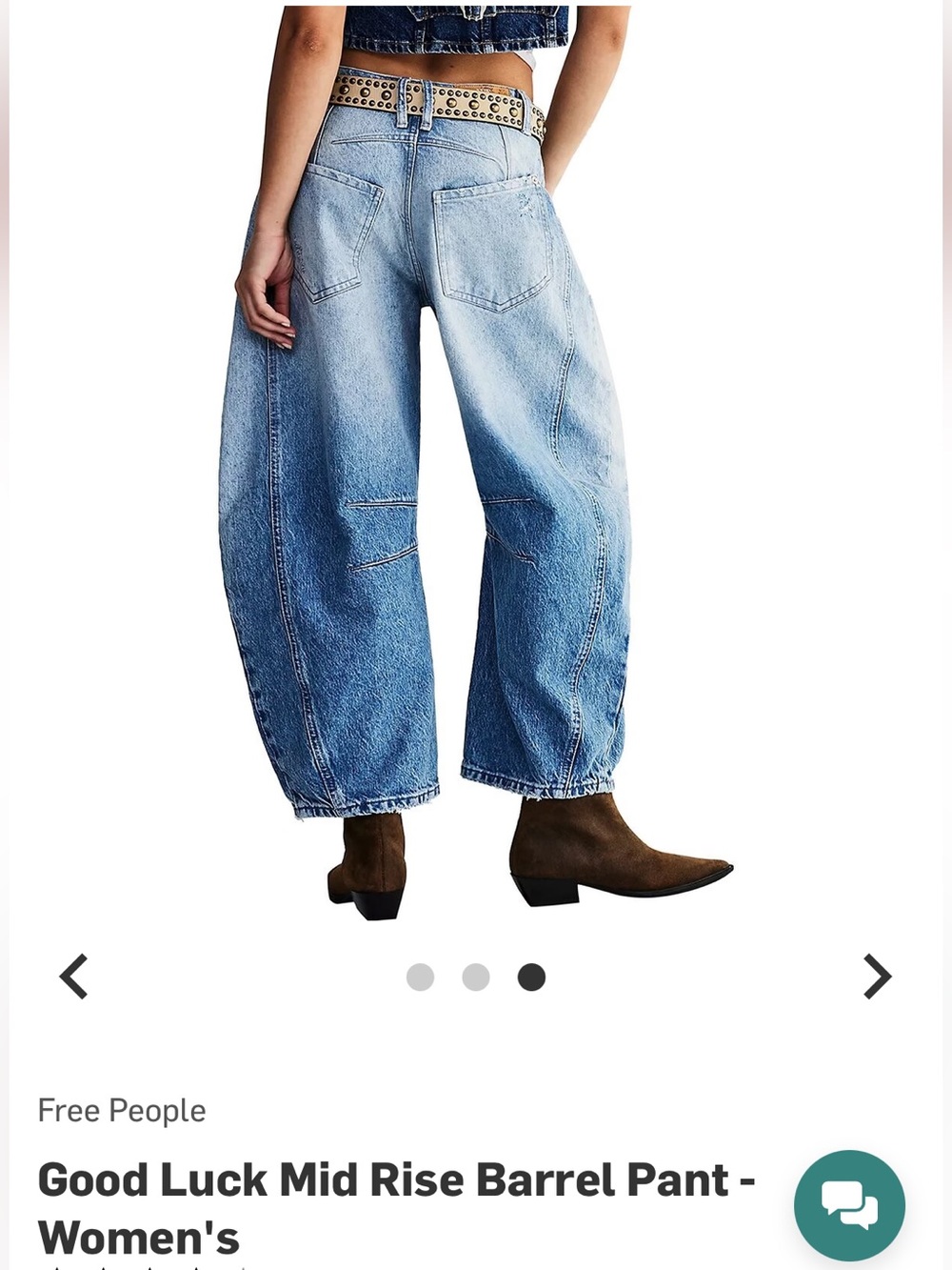 Free People Good Luck Mid Ride Distressed Barrel Jeans - Picture 2 of 5